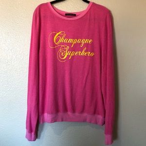 Pink Champagne Superhero Wildfox Baggy Jumper L